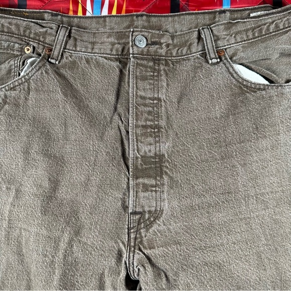 Levi's 501 White Oak Cone Denim Jeans 42x32 Button Fly 5 Pocket Tan Brown Work - Picture 7 of 12